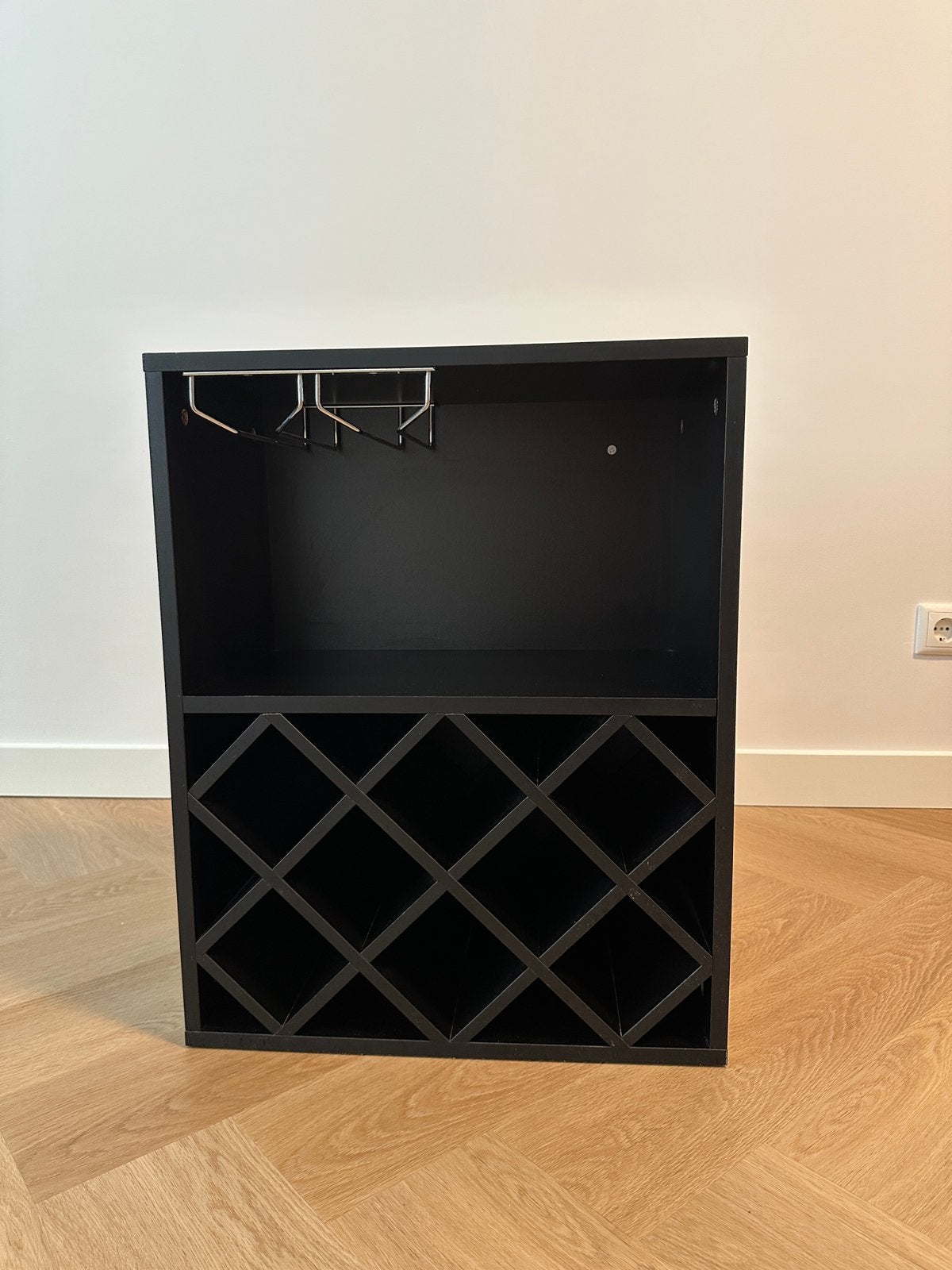 Relaxdays Wijnrek / Flessenrek voor 8 flessen + Glazenhouder, Ophalen, 50 – 75, 5 tot 15 flessen, Zo goed als nieuw