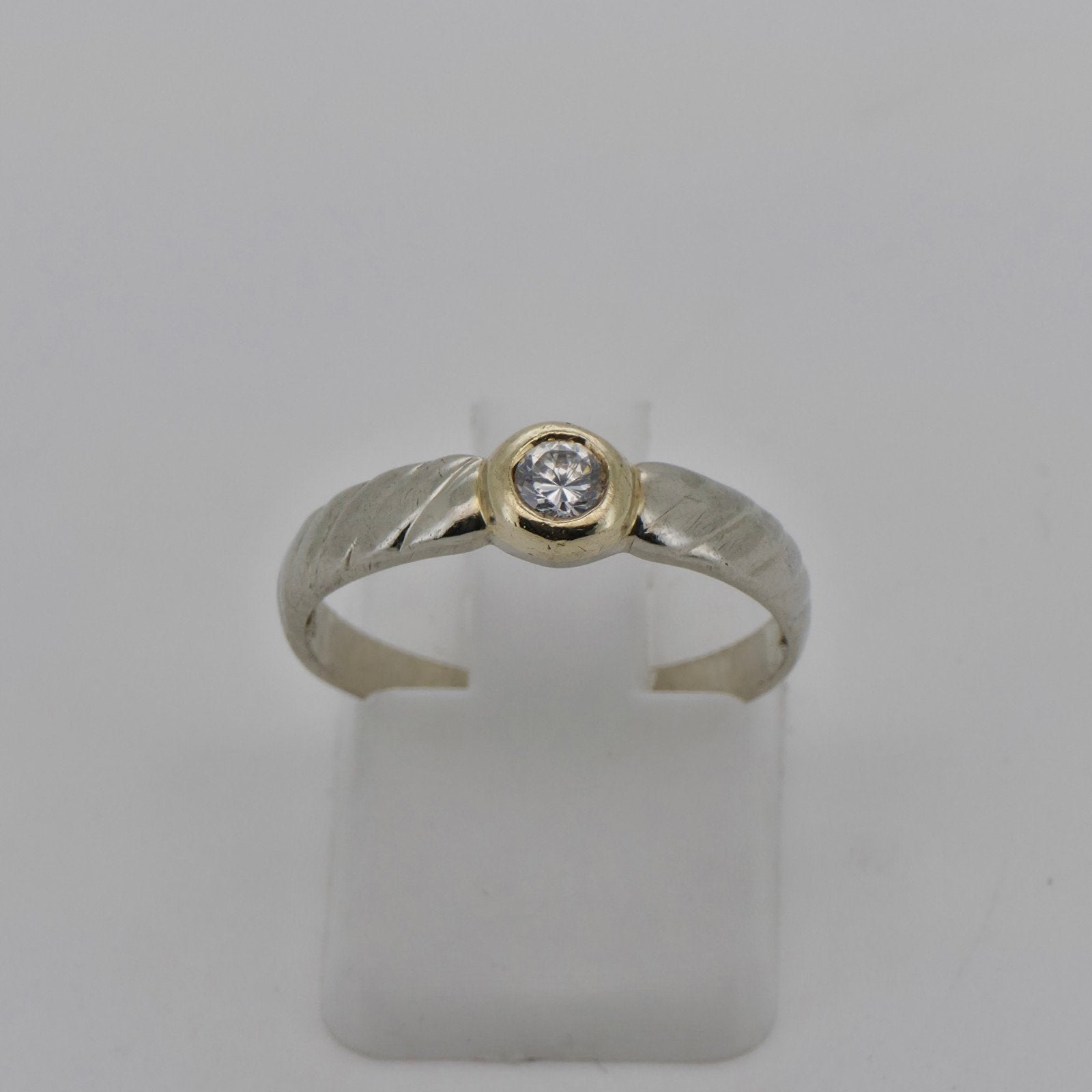 Gouden Bicolor Ring 14k (585) met Zirkonia - Maat 17, Sieraden, Tassen en Uiterlijk, Ringen, Met kristal, Wit, Ophalen of Verzenden