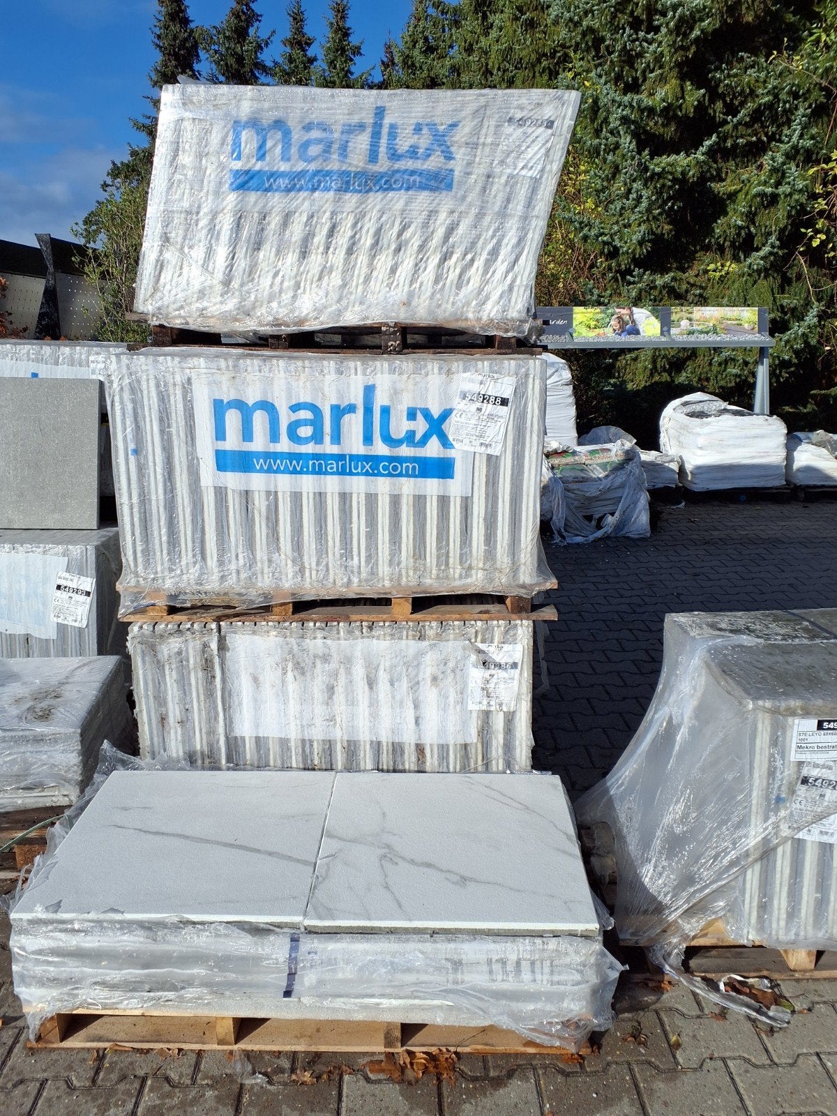 Marlux Leyo Terrastegels Carrara  60x60x3 cm - 97,92m², Ophalen, Nieuw, 10 m² of meer, Beton