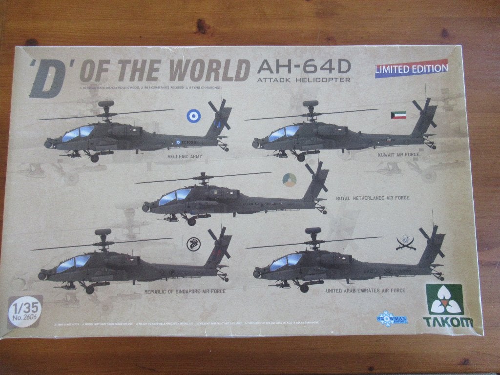 Apache AH-64D (Takom 1/35) incl KLu-decals & maskingset, Overige merken, Helikopter, Nieuw, Ophalen of Verzenden