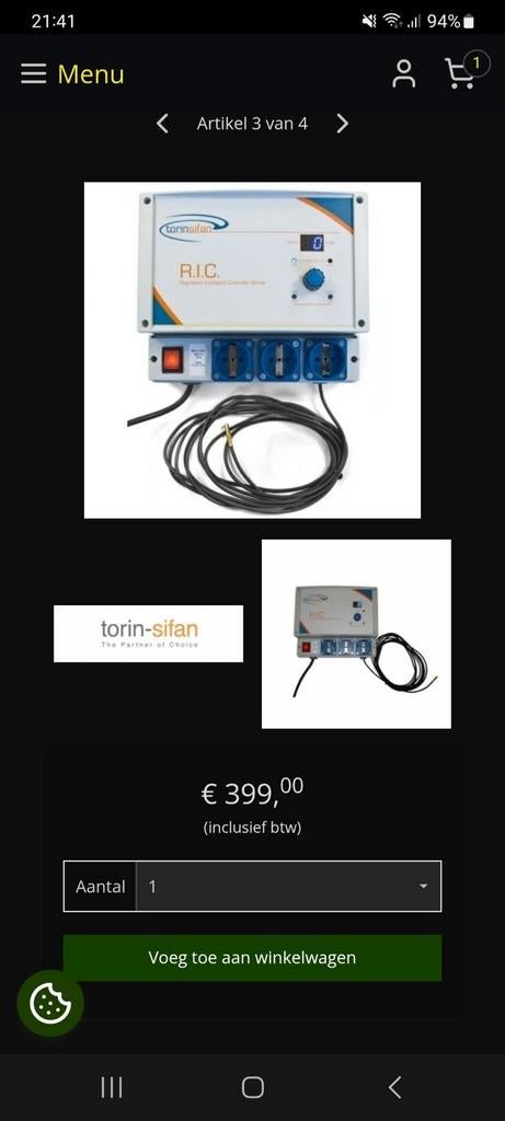Torin-Sifan R.I.C. afzuigmotor controller, Ophalen of Verzenden