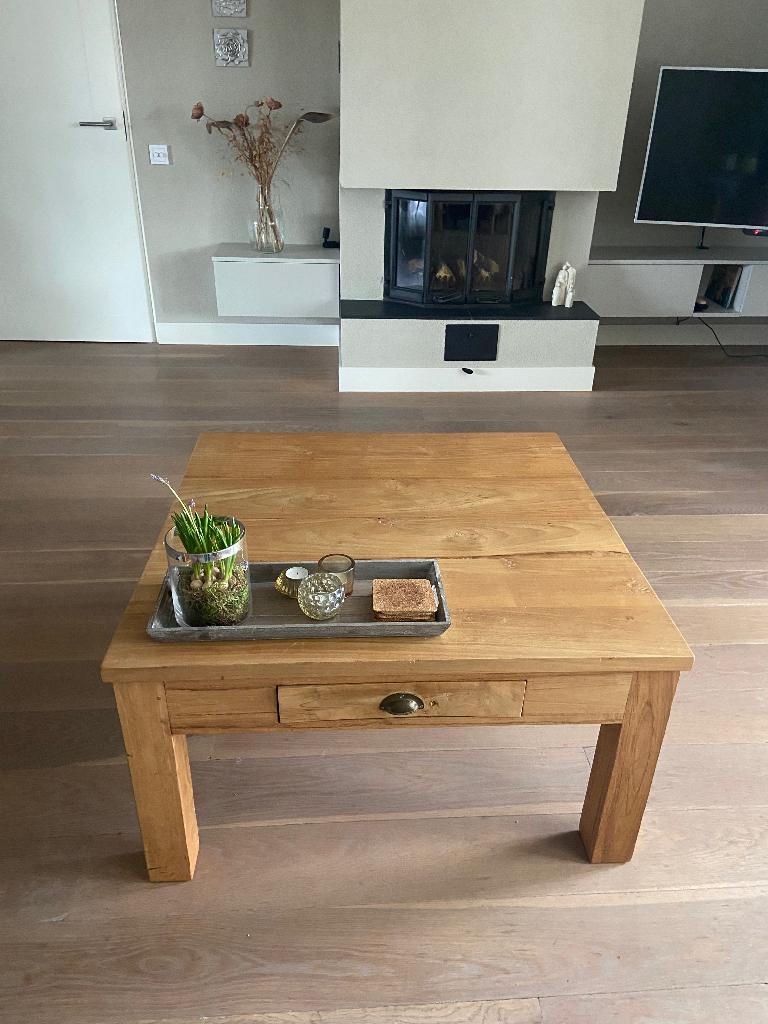 Salontafel set teak, Huis en Inrichting, Tafels | Salontafels, Ophalen, Gebruikt, 50 tot 100 cm, 50 tot 75 cm