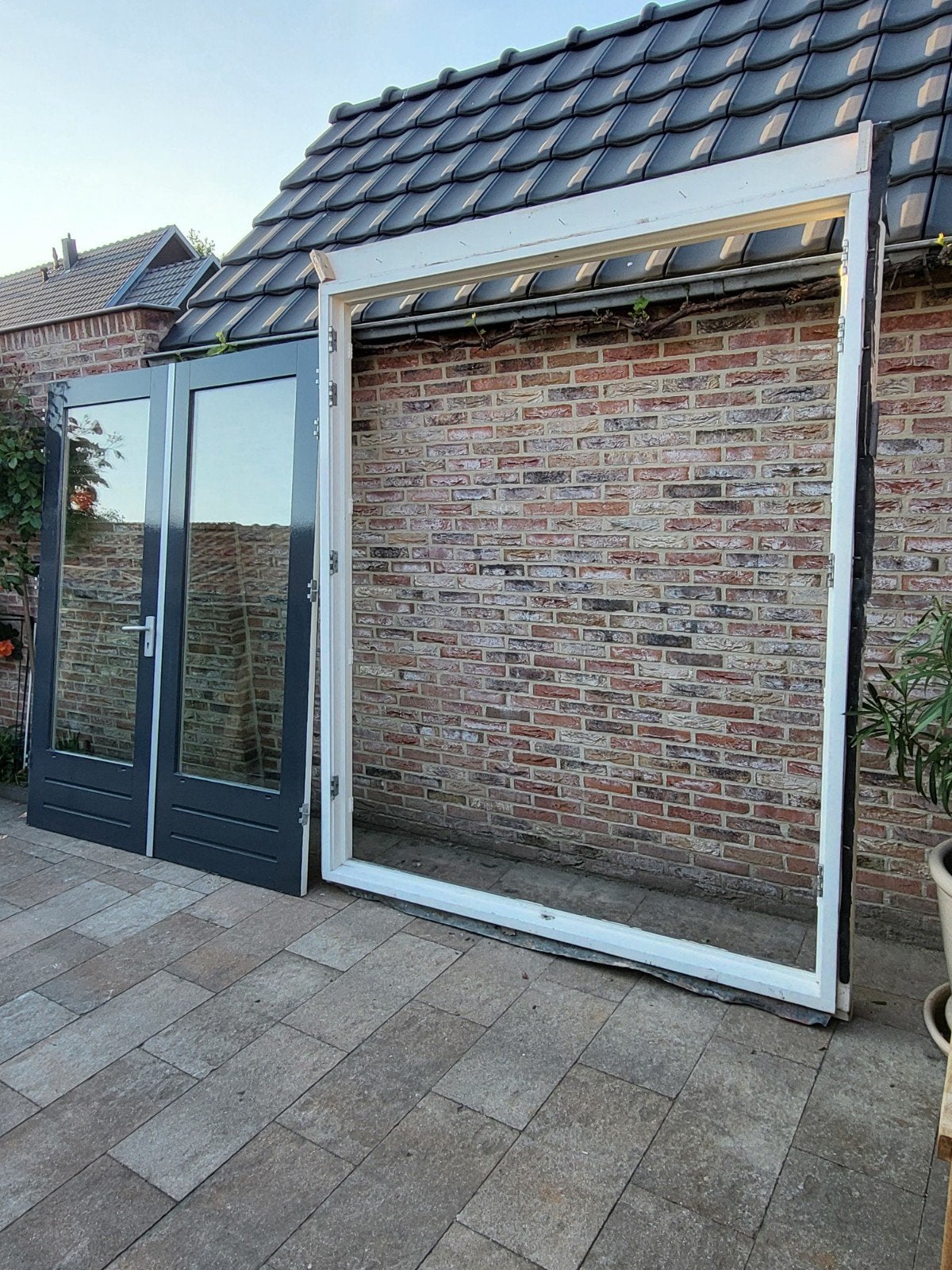 Hardhouten deuren|Tuindeuren|Terrasdeuren|Dubbele deur|Pui, Doe-het-zelf en Verbouw, Kozijnen en Schuifpuien, Ophalen, Gebruikt