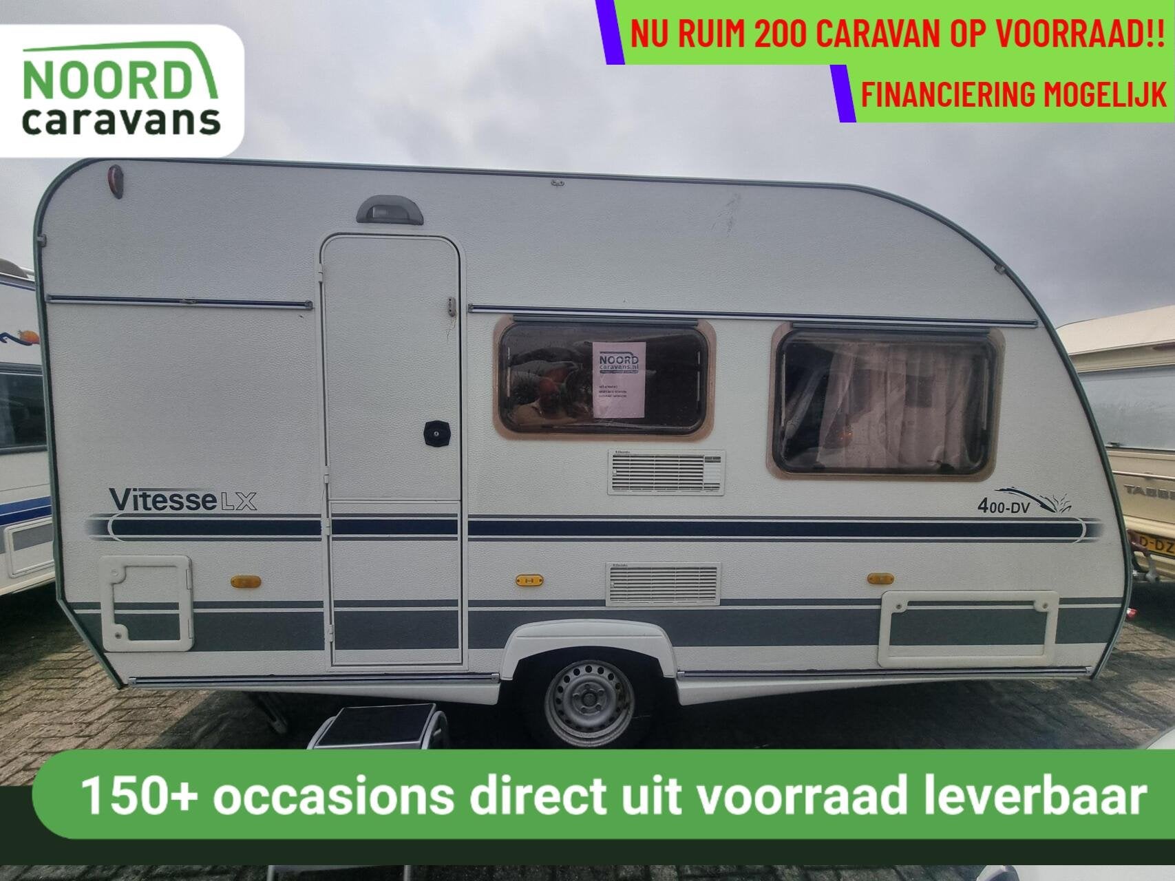 Beyerland Vitesse 400 dv VOORTENT + FIETSENDRAGER + DWARSBED, Hordeur, Bedrijf, Treinzit, 750 - 1000 kg