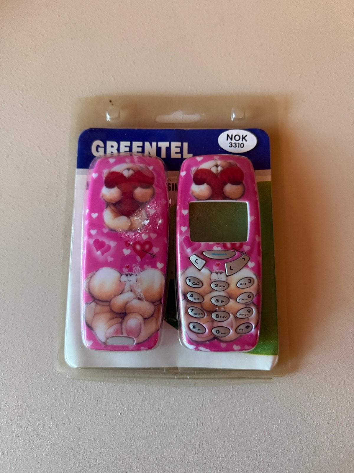 Roze Greentel Nokia 3310 Hoesje met Hartjes en Beertjes, Telecommunicatie, Ophalen of Verzenden, Nieuw, Hoesje of Tasje