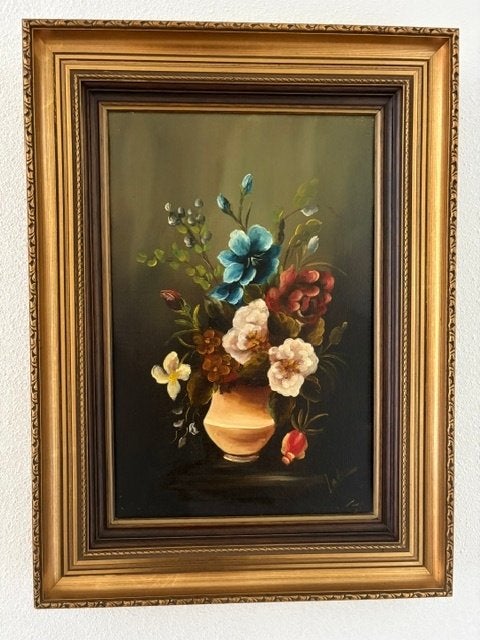 Mooi schilderij Burnett, Ophalen, Bijzondere lijst, Bloemen, Doek