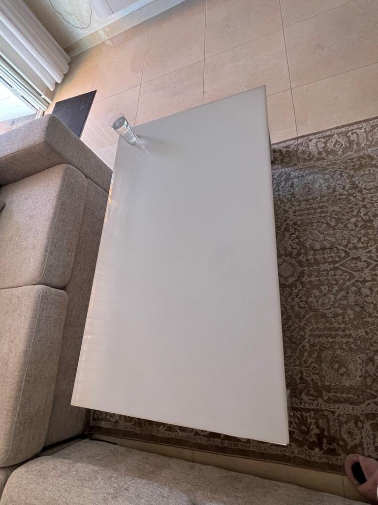 Witte salontafel, 180x80cm, hoogglans, Ophalen, Overige materialen, Gebruikt, 50 tot 100 cm