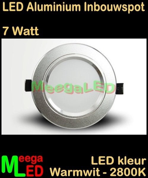 LED Aluminium inbouwspot downlight 7 Watt Warmwit - 5 stuks, Huis en Inrichting, Lampen | Spots, Overige materialen, Nieuw, Overige fittingen