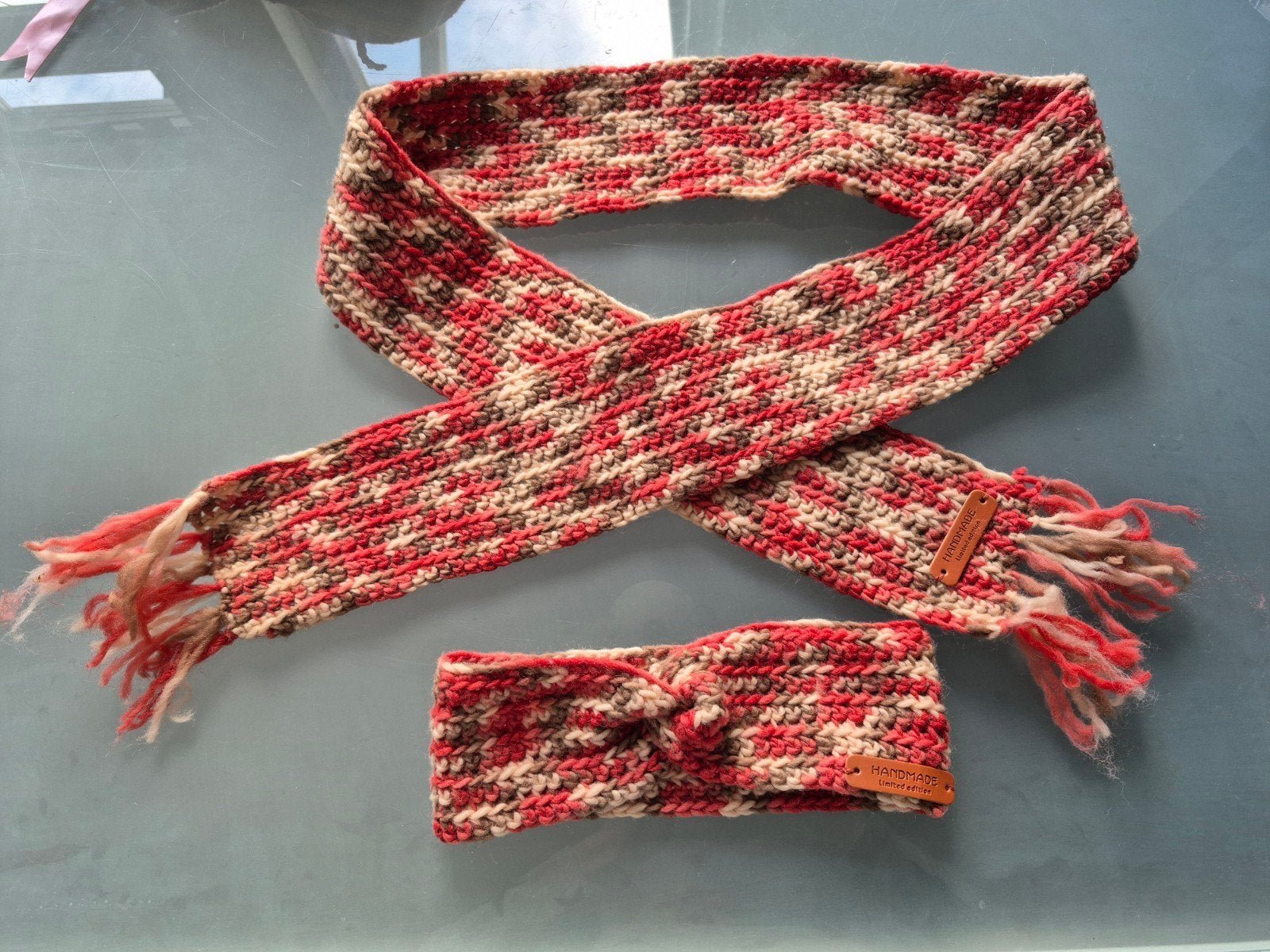 Handgehaakte sjaal & haarband herfstkleuren, Kleding | Dames, Handmade Limited Edition, Maat 42/44 (L), Nieuw, Ophalen of Verzenden
