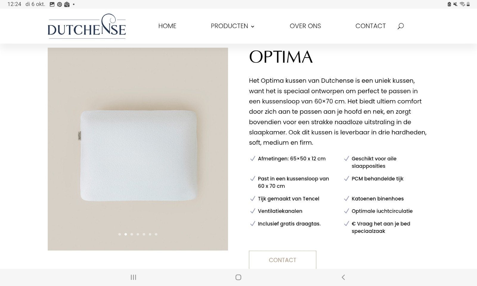 Dutchence Optima traagschuim kussen - Firm, Ophalen, Overige merken, Wit, Hoofdkussen