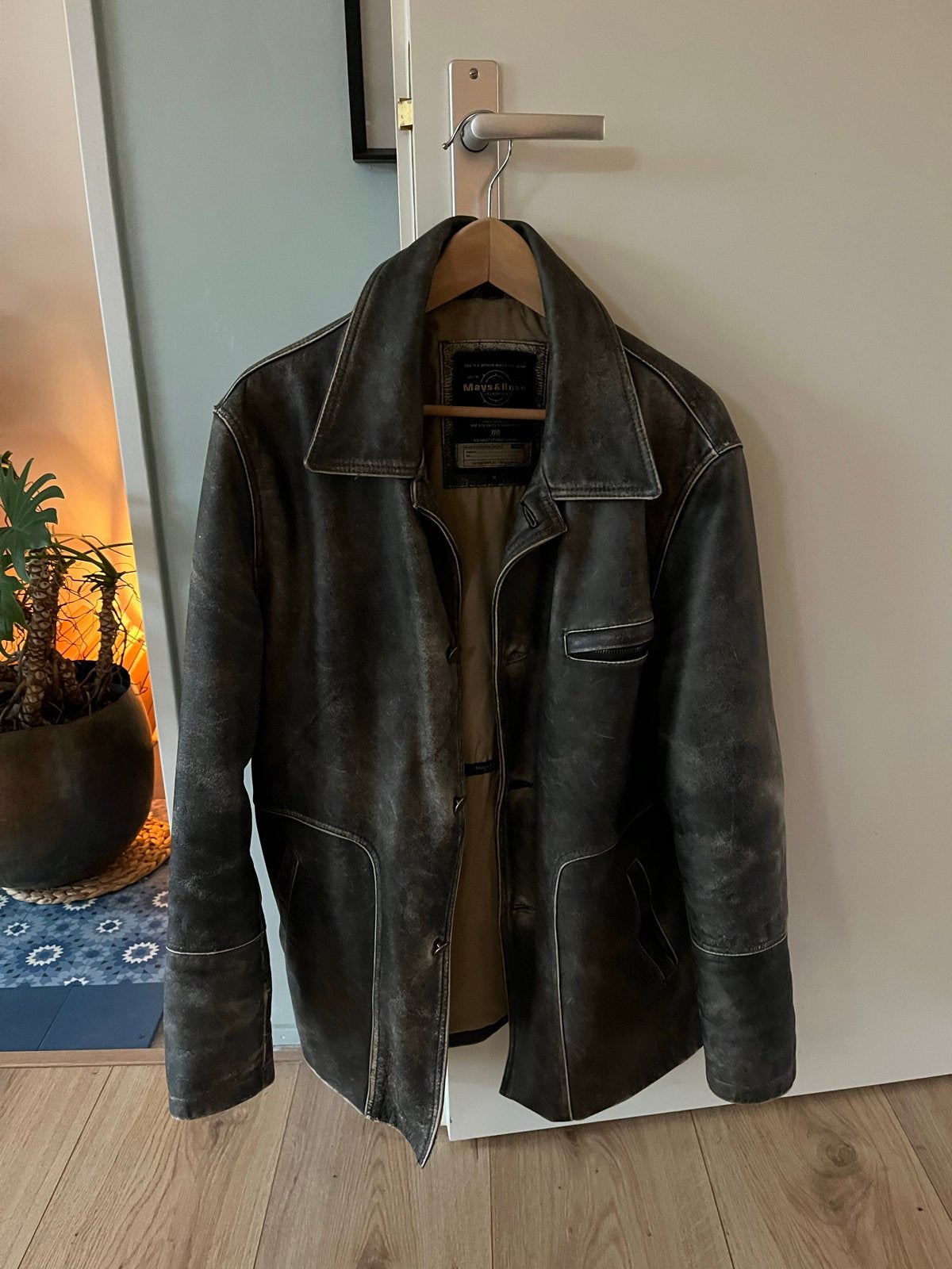 Mays & Rose Leren Jas - Vintage Stijl - Maat M, Ophalen of Verzenden, Gedragen, Maat 48/50 (M), Zwart