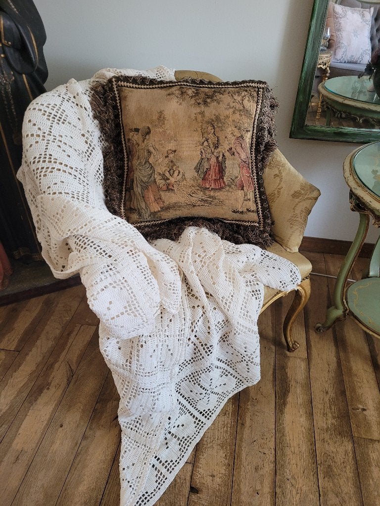 Vintage hand gehaakt sprei, woondeken plaid