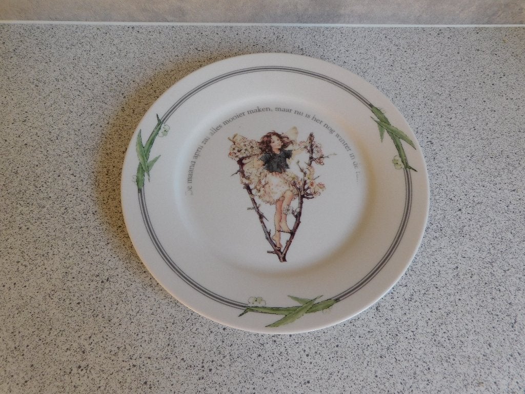 Bord 19,5 cm. de Sleedoorn Flower Fairies Douwe Egberts, Overige merken, Ophalen of Verzenden, Zo goed als nieuw, Bord(en)