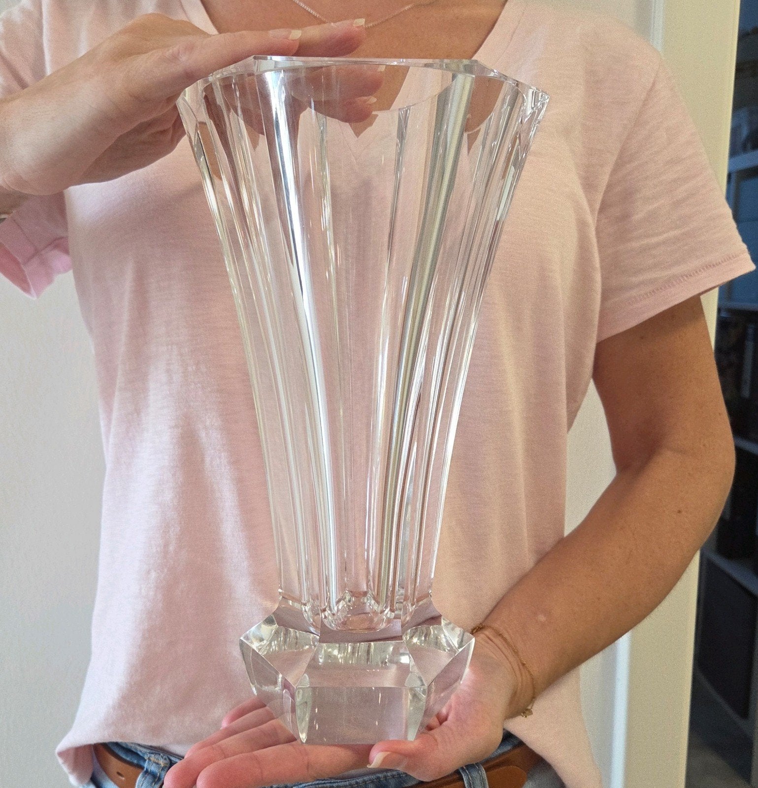 Ludwig Moser Böhmen kristallen vaas Art Deco 27 cm, Antiek en Kunst, Antiek | Glas en Kristal, Ophalen
