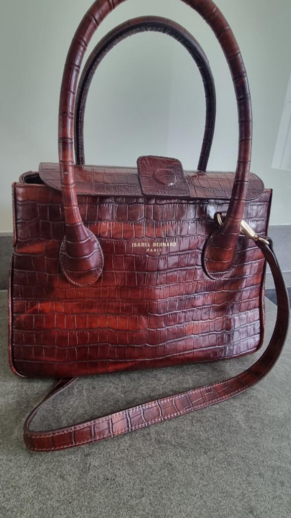 Isabel Bernard Handtas Krokodillenprint Bruin, Sieraden, Tassen en Uiterlijk, Tassen | Damestassen, Ophalen of Verzenden