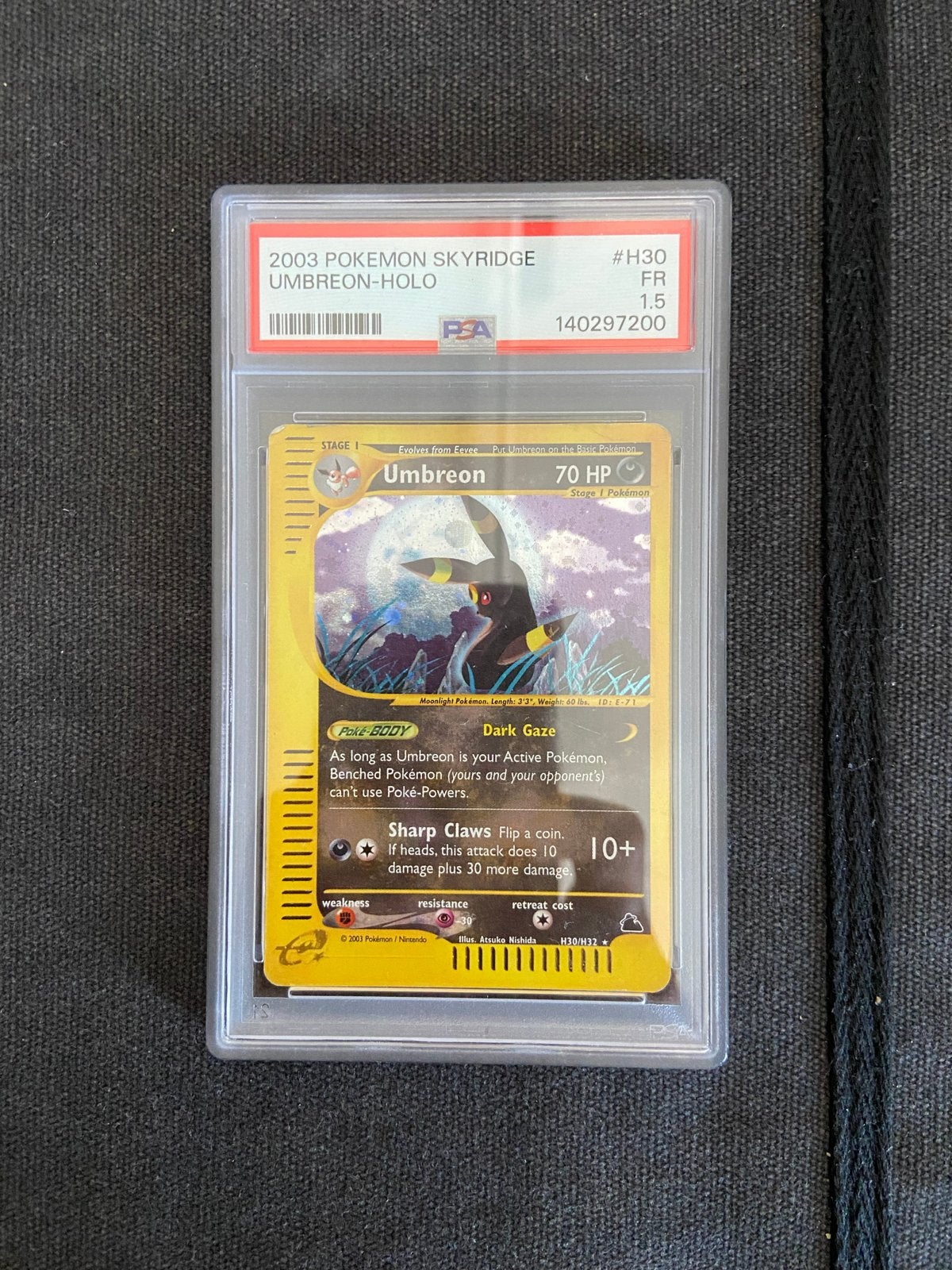 Umbreon Holo Skyridge H30 PSA 1.5 Pokémon Kaart, Hobby en Vrije tijd, Verzamelkaartspellen | Pokémon, Ophalen of Verzenden, Gebruikt