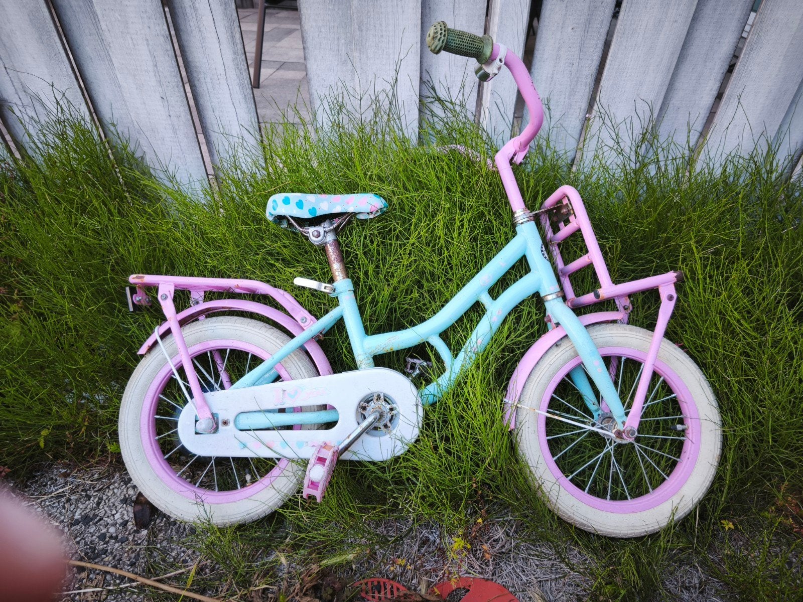Kinderfiets Roze/Blauw - Meisjesfiets 14 inch - 4/5 jaar, Terugtraprem, Gebruikt, Minder dan 16 inch, Ophalen