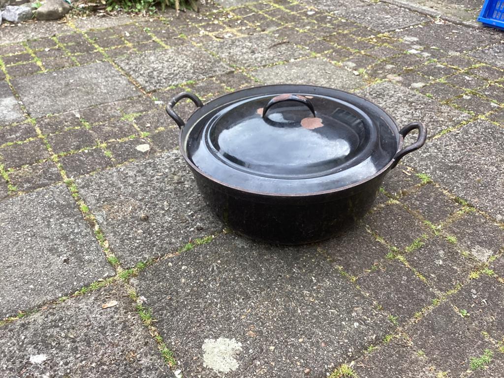 Grote vintage emaille pan met deksel, Ophalen