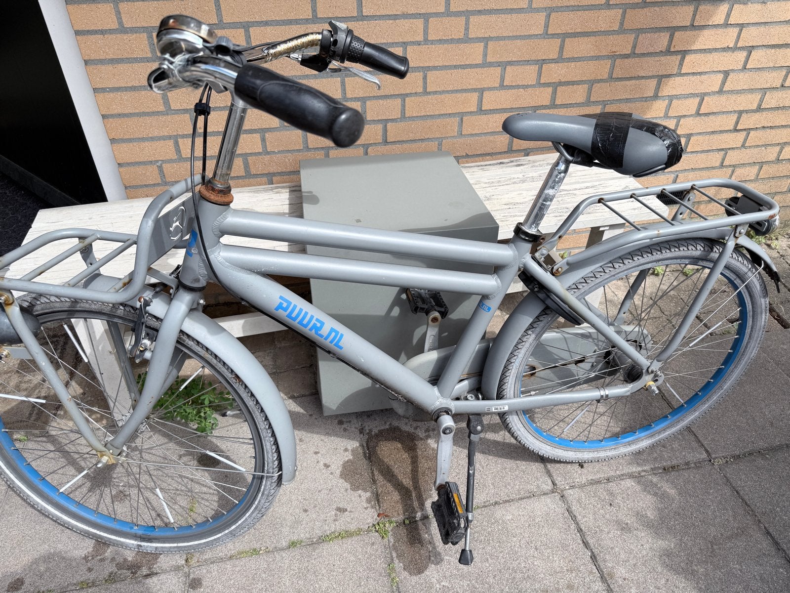 Stevige kinder-transportfiets met voor- en achterrek, Fietsen en Brommers, Fietsen | Heren | Herenfietsen, Terugtraprem, Gebruikt