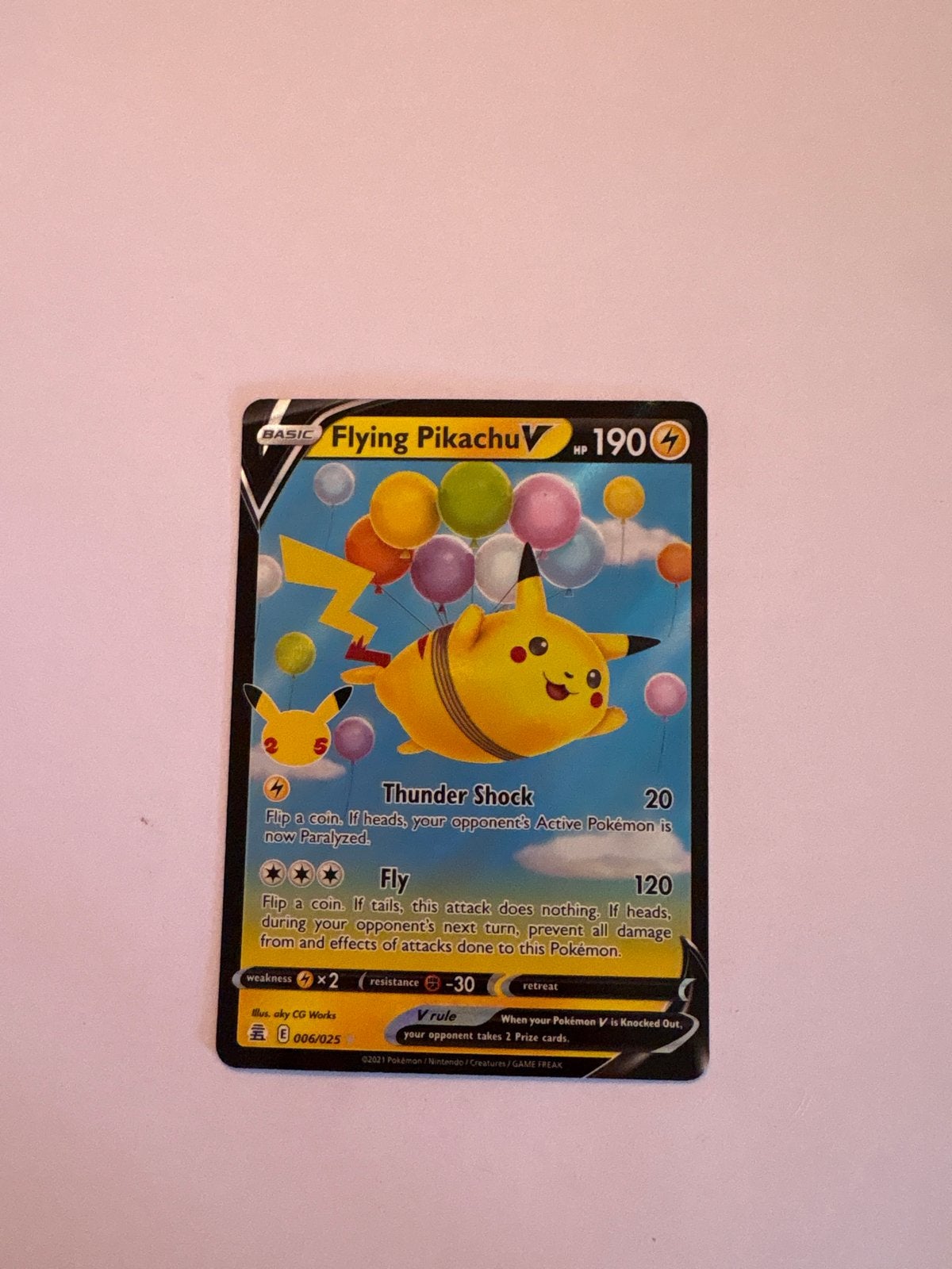 Flying Pikachu V Pokémon Kaart Celebrations 006/025, Ophalen of Verzenden, Zo goed als nieuw, Losse kaart