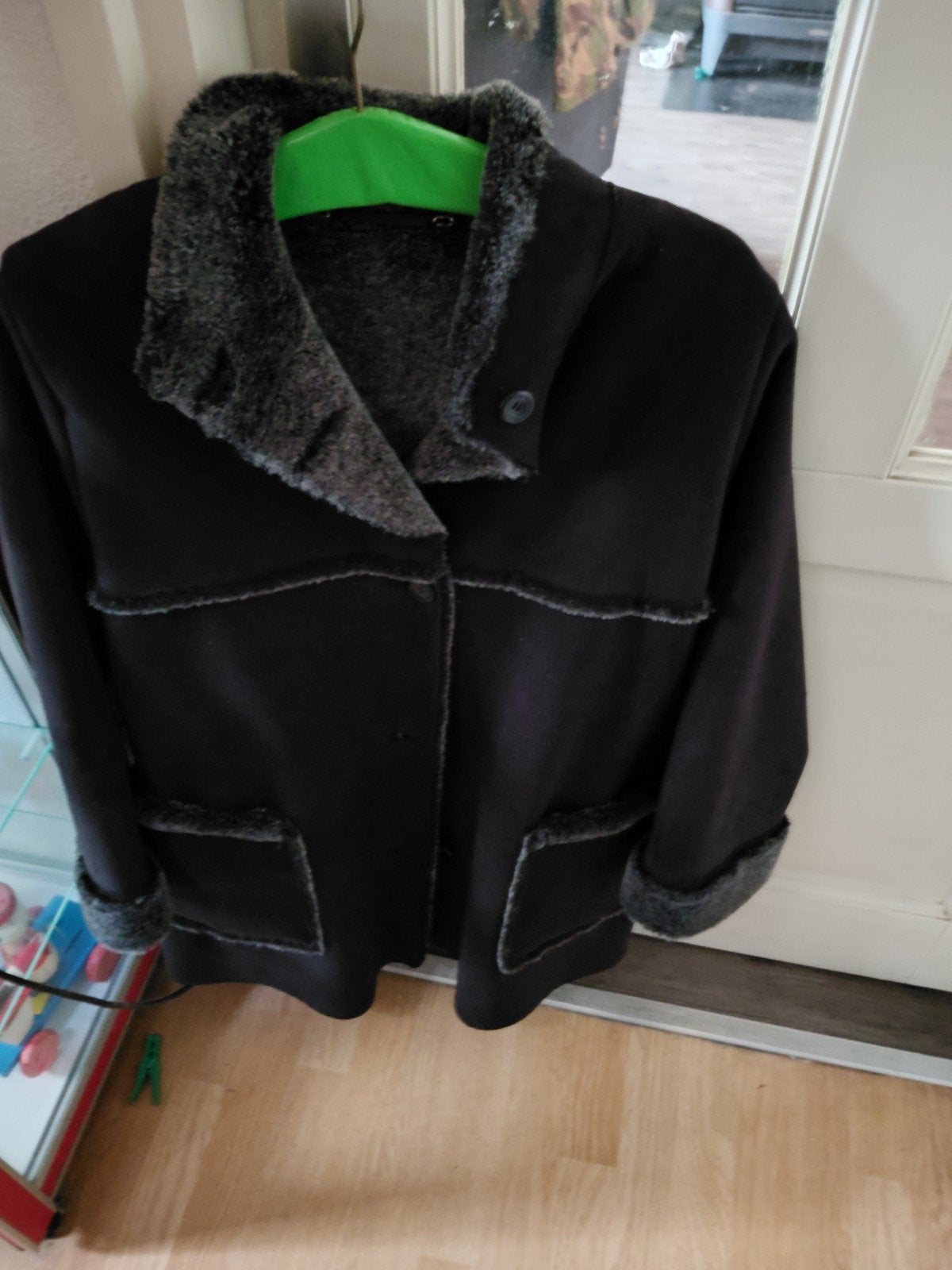 Dames suede jas  maat 44, Zwart, Maat 42/44 (L), Ophalen of Verzenden, Denk