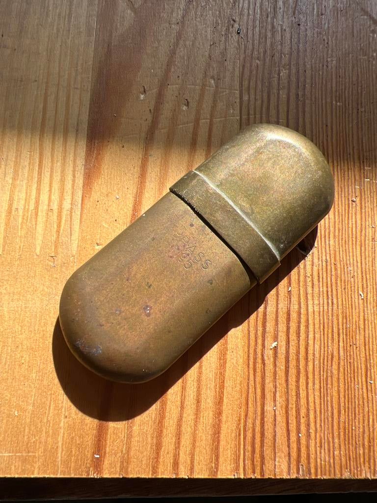 Vintage Brass No 5 Aansteker - Werkt Perfect, Ophalen of Verzenden, Gebruikt, Aansteker