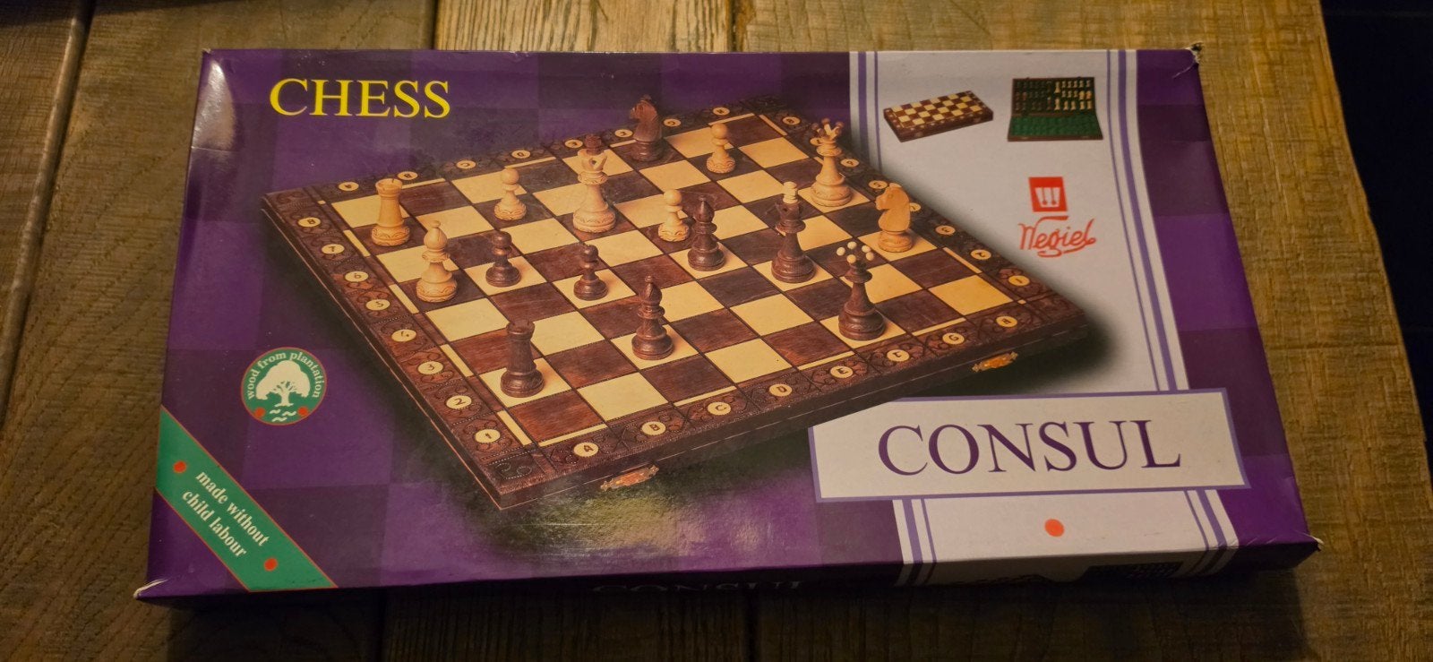 Handgemaakt houten schaakbord met pionnen - 45x45 cm, Een of twee spelers, Ophalen of Verzenden, Zo goed als nieuw