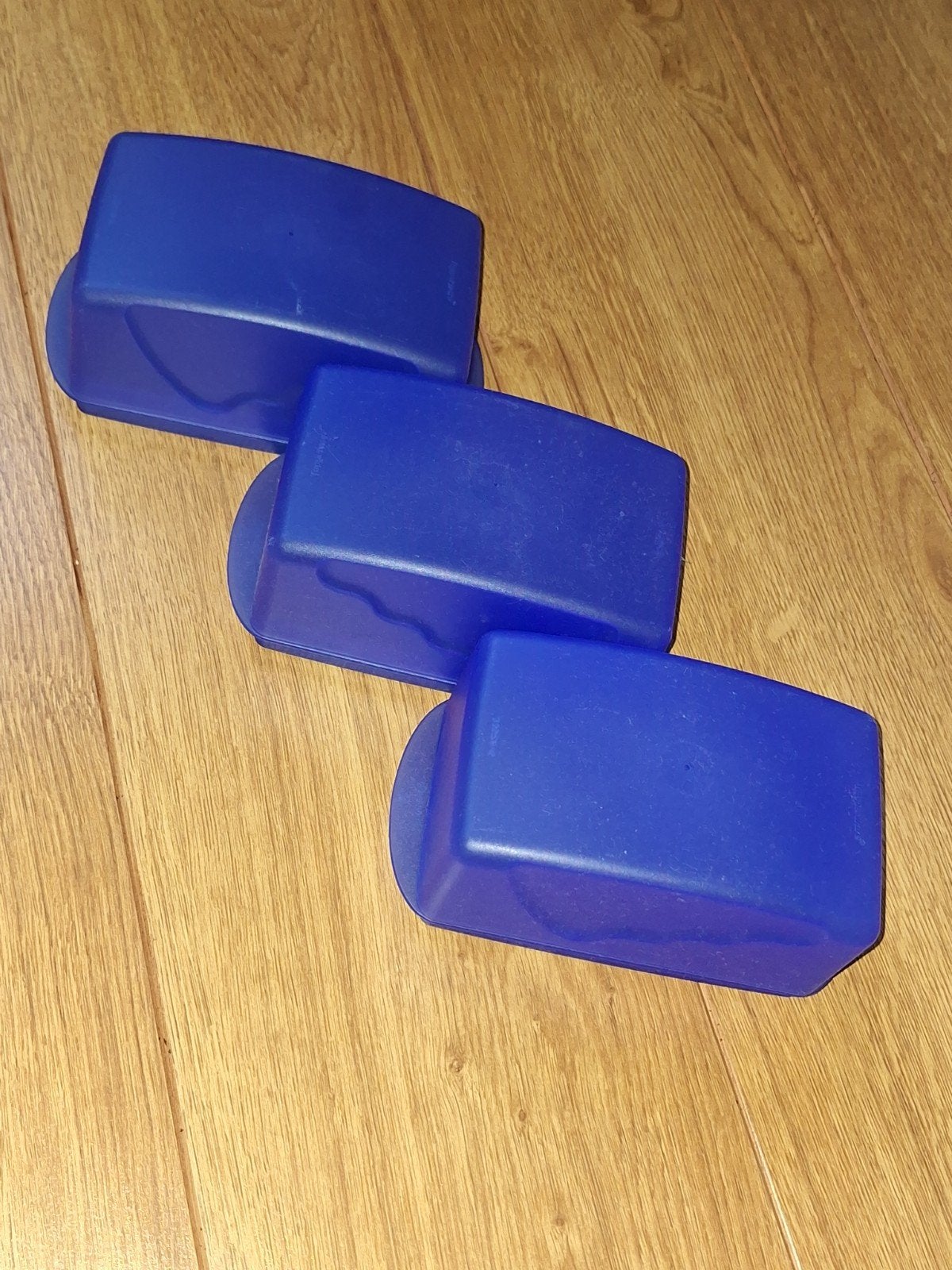 Tupperware boterdoos botervloot 3x blauw, Blauw, Botervloot, Ophalen of Verzenden, Met deksel