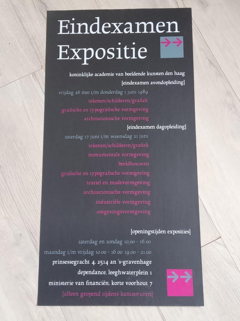 Eindexamen Expositie KABK Den Haag 1989 Poster, Rechthoekig Staand, Deurposter of groter, Nieuw, Ophalen of Verzenden