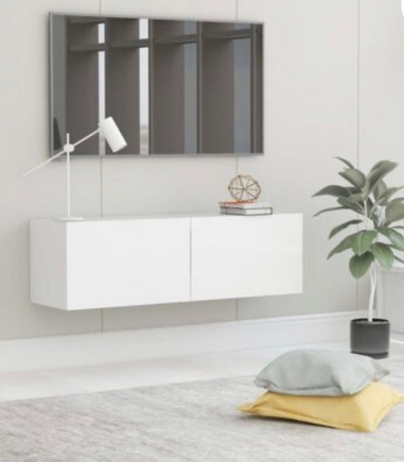 Wit zwevend tv meubel 100x30x30 cm, 2 klapdeurtjes NIEUW, Huis en Inrichting, Kasten | Wandmeubels, Nieuw, Minder dan 100 cm, Minder dan 150 cm