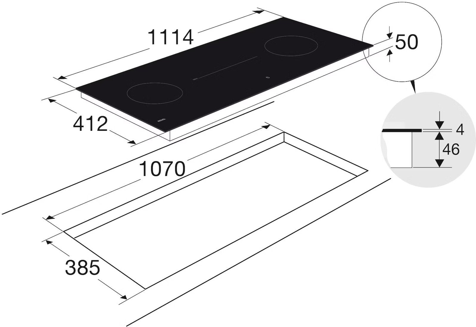 Gezocht: inductiekookplaat Atag HI21472SV 111x41cm, Ophalen, Inbouw, Inductie, 4 kookzones