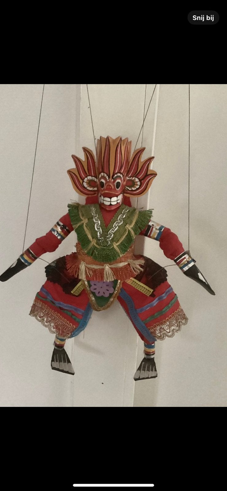 Marionet,poppenkast pop,Rashka masker pop,Sri Lanka, Ophalen