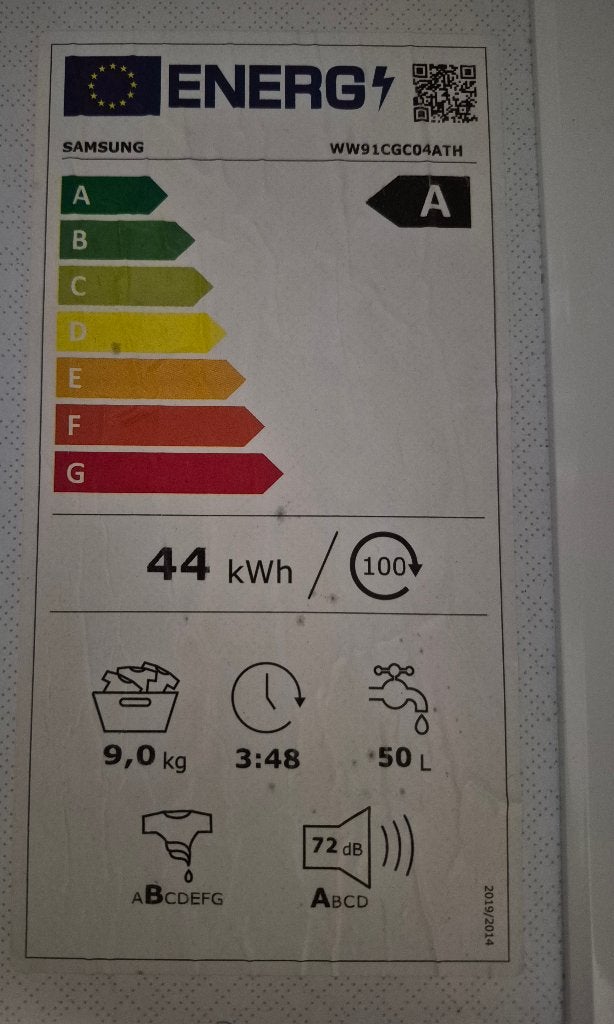 Samsung-wasmachine van 9 kg, Witgoed en Apparatuur, Ophalen, 1200 tot 1600 toeren, 8 tot 10 kg, Energieklasse A of zuiniger