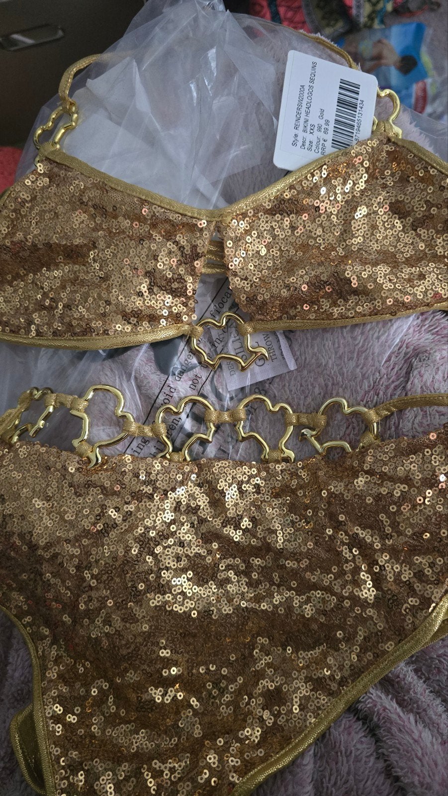 Reinders Bikini Headlogos Sequins Goud XXS/L NIEUW!, Ophalen, Reinders, Nieuw, Bikini