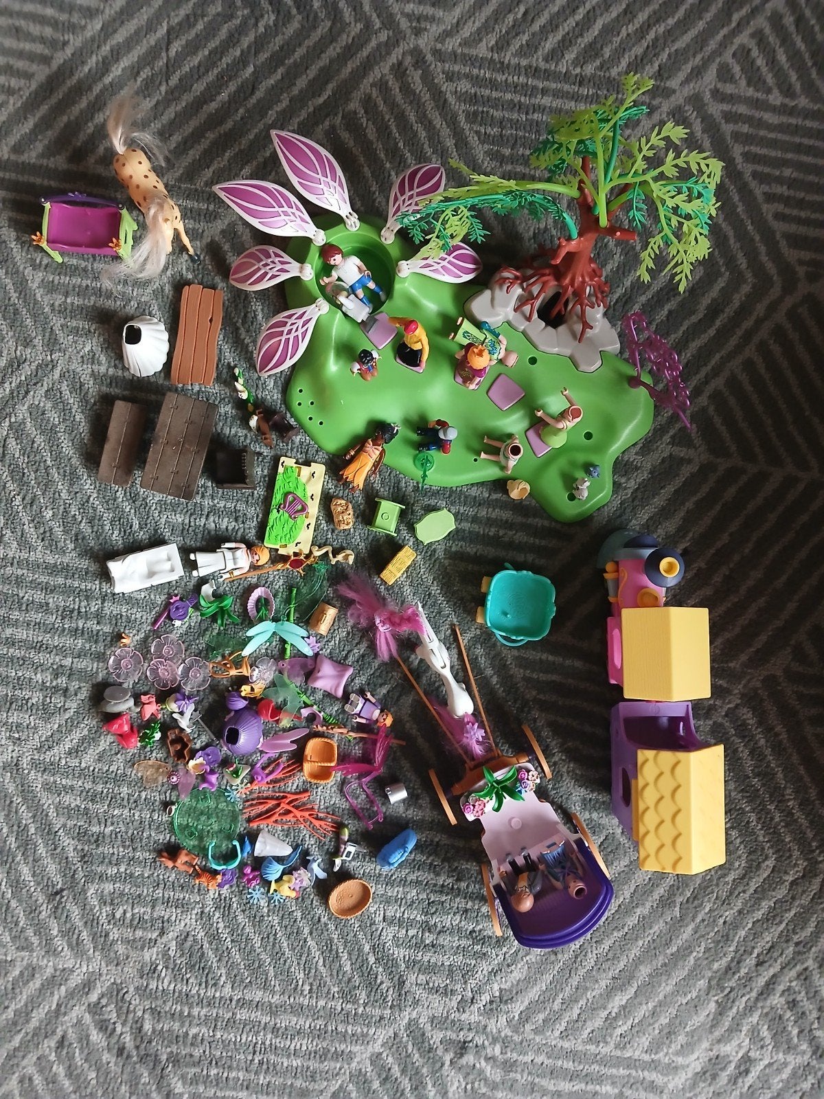 Playmobil set: paardenkoets, trein, poppetjes, accessoi, Ophalen of Verzenden, Gebruikt, Jongen of Meisje