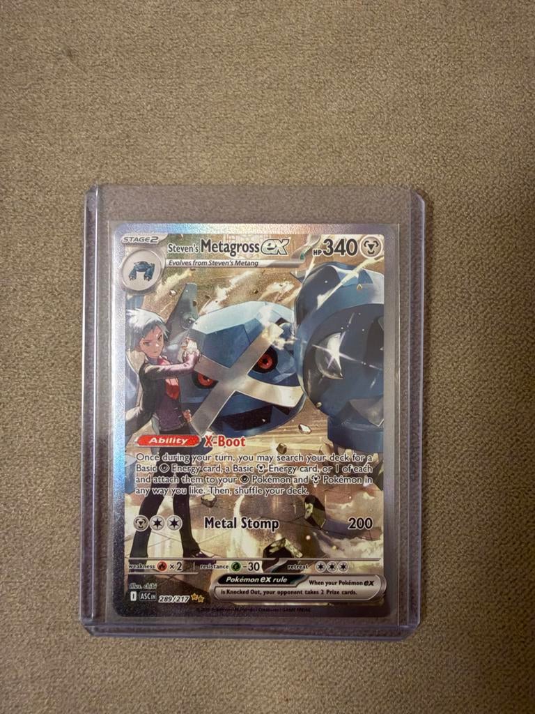 Steven's Metagross GX - Full Art (289/217) - Pokémon Kaart, Ophalen of Verzenden, Zo goed als nieuw, Losse kaart, Foil