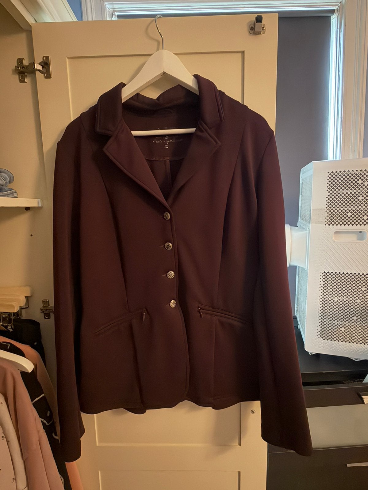 Quur bordeauxrood wedstrijdjasje paardrijden – Maat XL, Met stretch, Rood, Dressuur, Ophalen of Verzenden