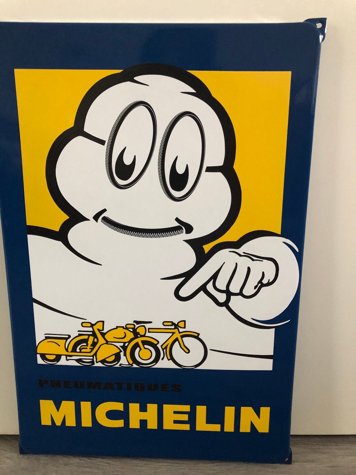 Emaille Michelin bord fiets- scooter- motor als nieuw, Ophalen of Verzenden, Zo goed als nieuw, Reclamebord