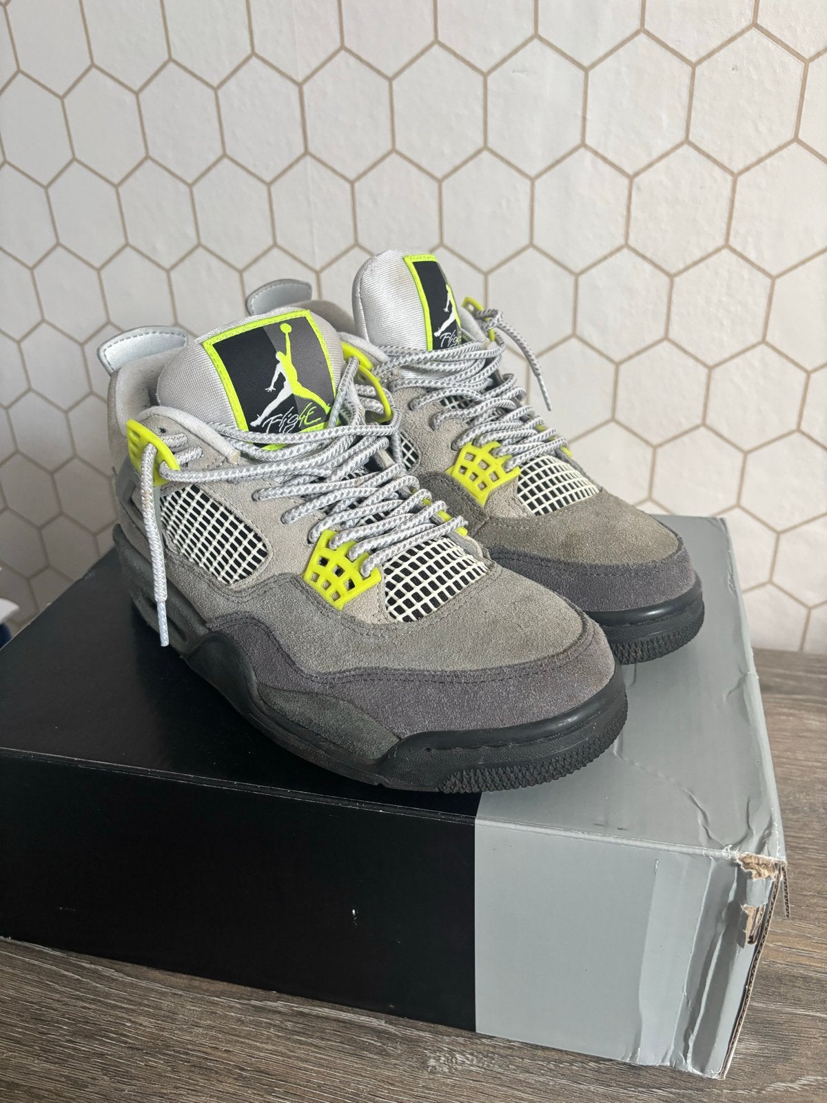 Nike Air Jordan 4 Retro Cool Grey Volt Sneakers MAAT 40, Ophalen of Verzenden, Sneakers of Gympen, Grijs, Gedragen