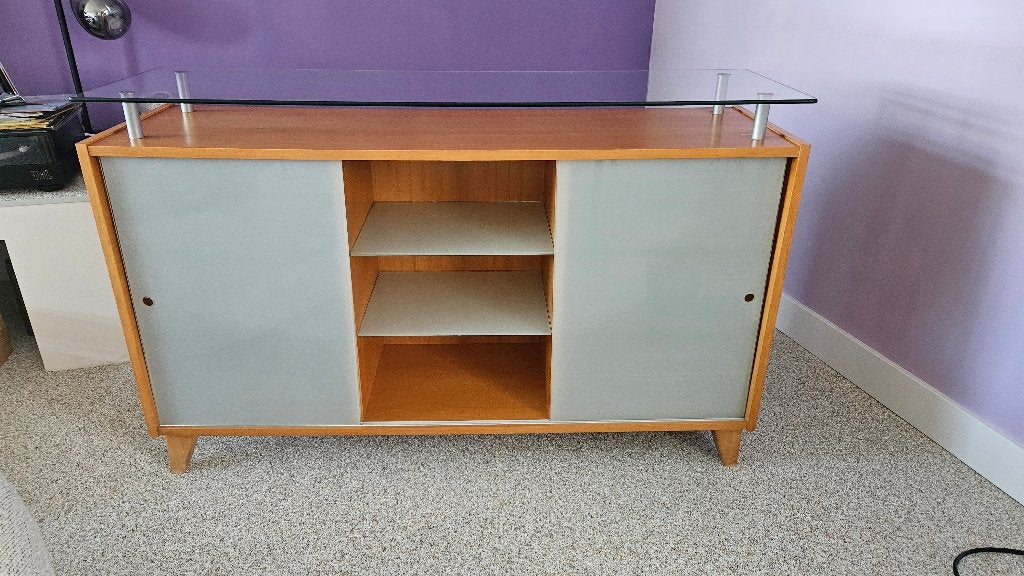 Dressoir, Ophalen, Glas, 150 tot 200 cm, 25 tot 50 cm