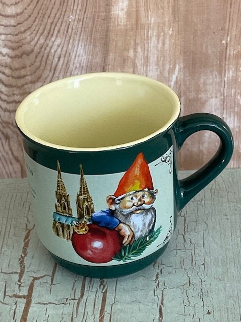 Kerstmis mok Kabouter Keulen. Mohaba glas. 2008. Groen geel., Diversen, Kerst, Ophalen, Zo goed als nieuw