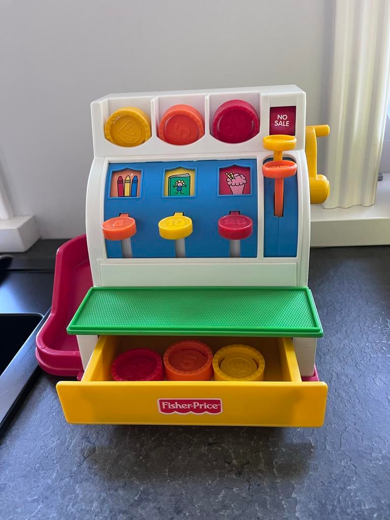 Fisher-Price Kassa Speelgoed met Geluid en Munten, Ophalen, Gebruikt, Overige typen, Met geluid