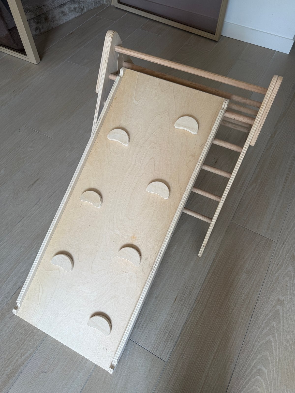 Houten Klimrek met Glijbaan en Klimwand voor Kinderen, Ophalen, Zo goed als nieuw, Glijbaan