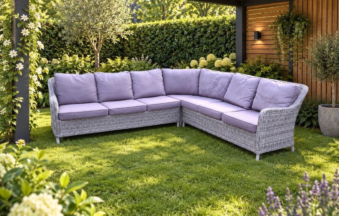 Loungeset met eettafel 300x240cm - riet als nieuw, Ophalen, Gebruikt, Rotan, Loungeset