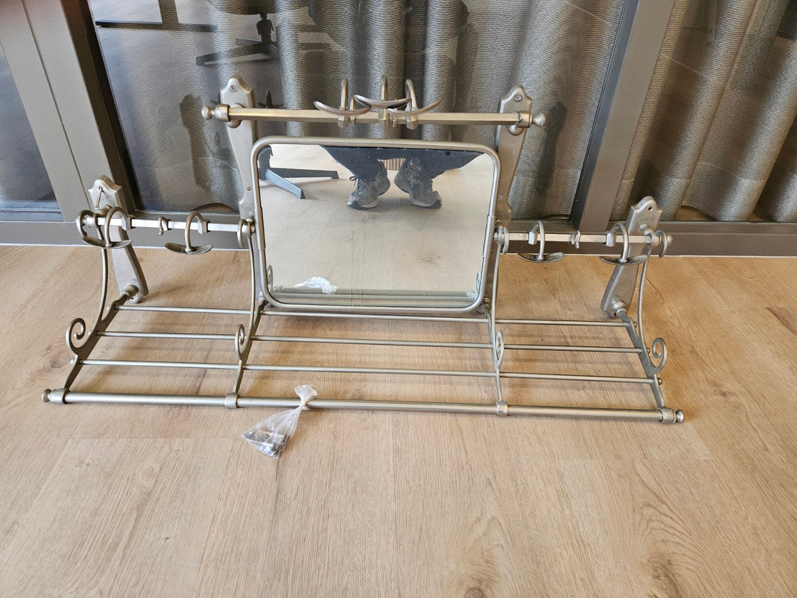 Coatrack Old French Pewter 101886 – Luxe Kapstok met Spiegel, Antiek en Kunst, Ophalen, Rechthoekig
