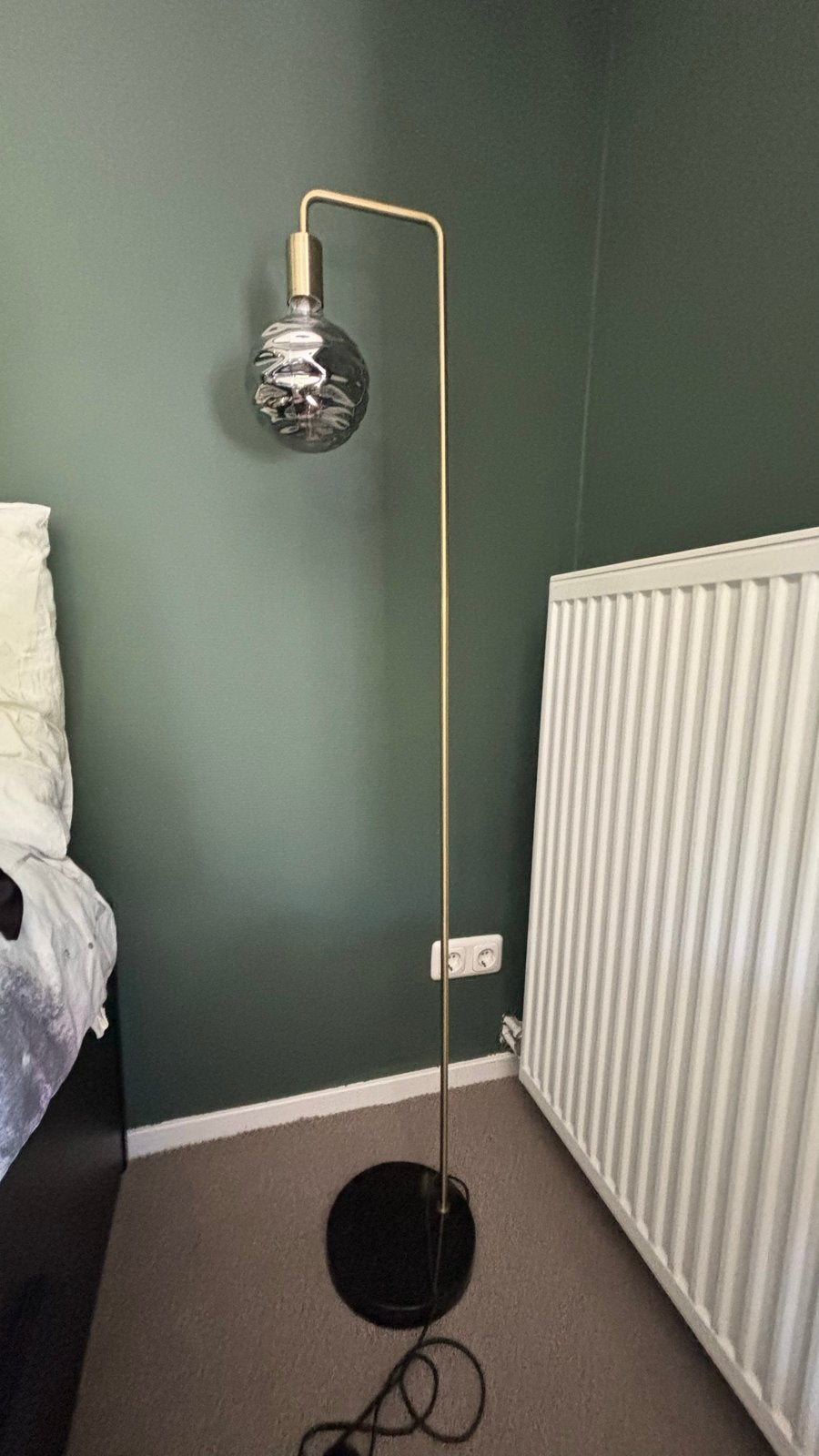 Staande lamp met marmerlook voet, 140cm hoog, Ophalen, Gebruikt, Metaal, 100 tot 150 cm