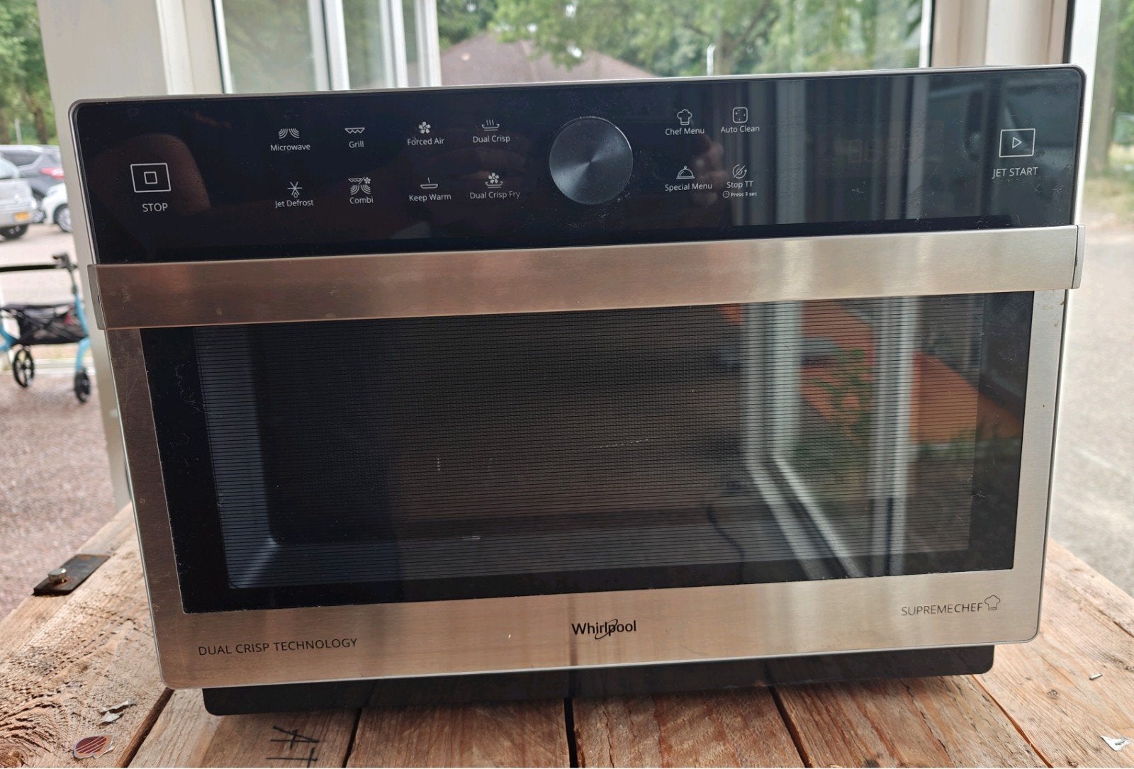 Whirlpool Supreme Chef Combimagnetron - Dual Crisp, Ophalen, Combimagnetron, Zo goed als nieuw, Draaiplateau
