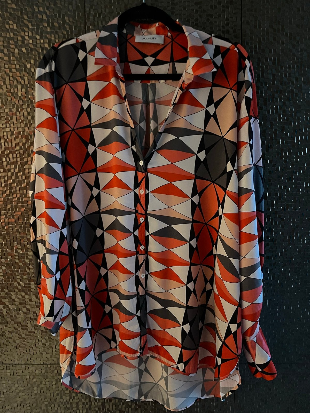 Aglini Blouse met Geometrische Print - It Maat 50 NL 44, Verzenden, Zo goed als nieuw, Maat 46/48 (XL) of groter, Meerkleurig