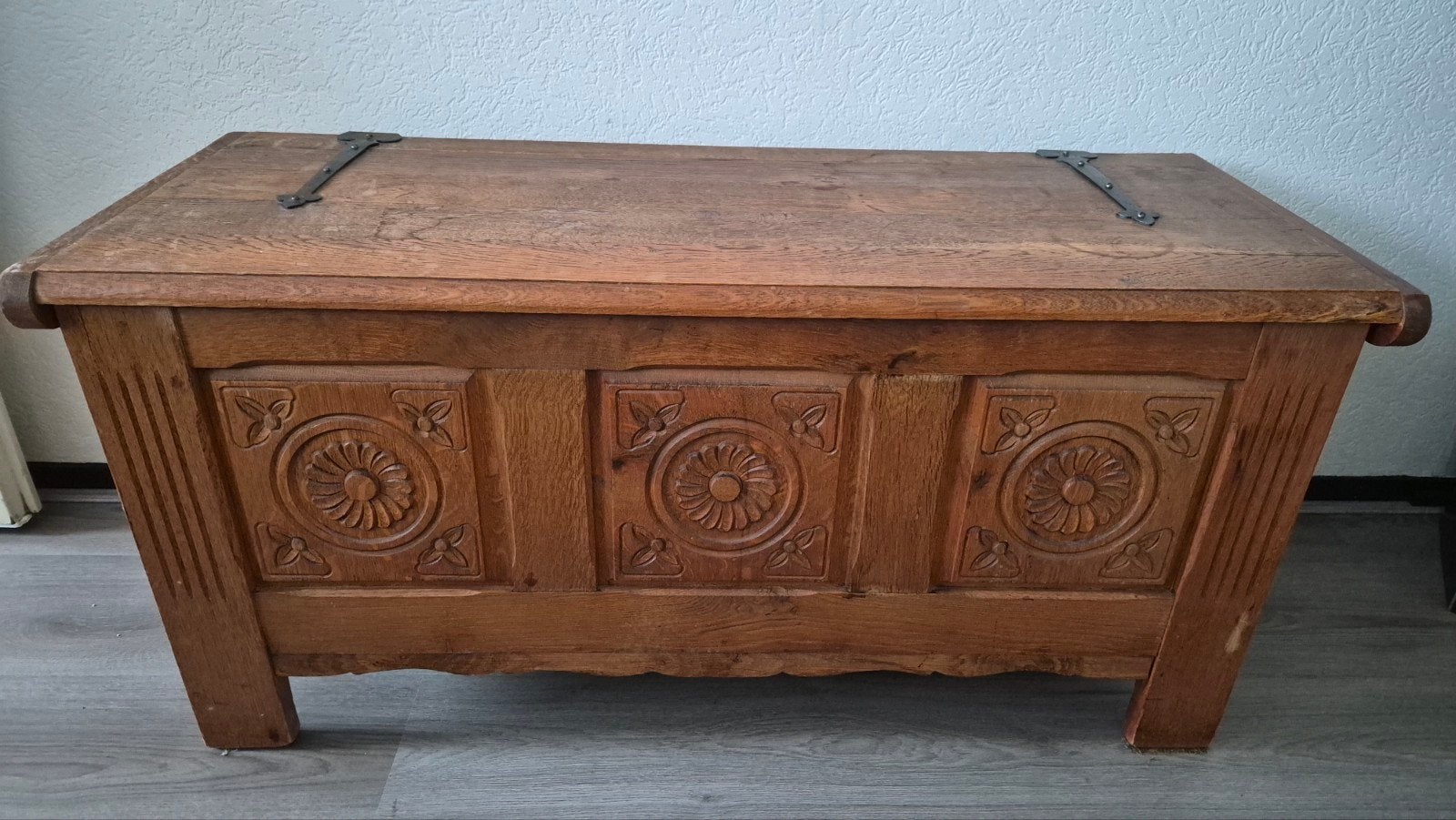 Antieke dekenkist van eikenhout - Ophalen, Ophalen, Gebruikt