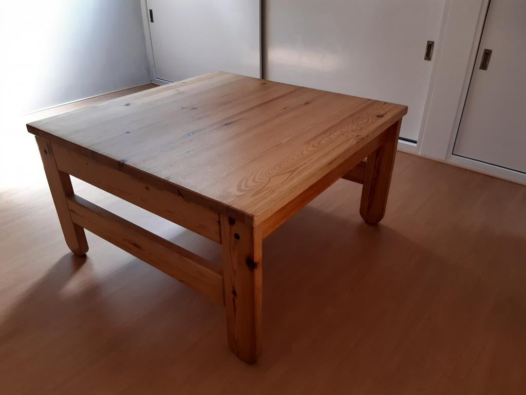 Strakke grenen vierkante salontafel 82x82 cm, Ophalen, 100 tot 150 cm, 50 tot 100 cm, Minder dan 50 cm